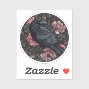 Raven gothic vintage flowers sticker