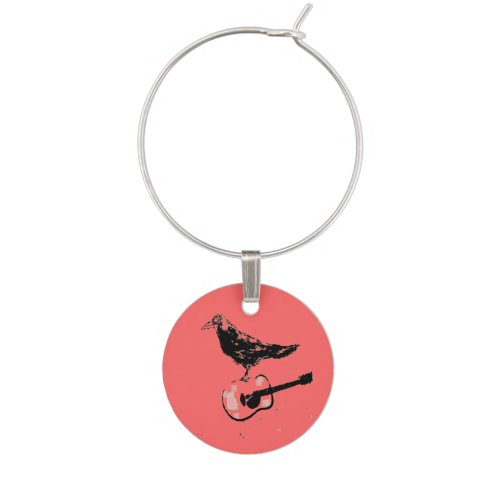 raven guitar song wine glass charm