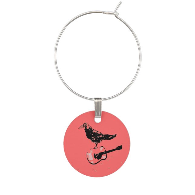 raven guitar song wine glass charm (Front)