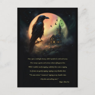 Raven Halloween Postcard Edgar Allan Poe