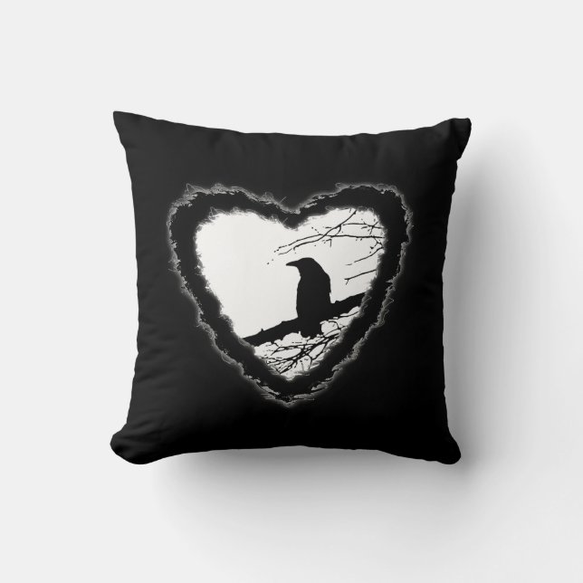 Raven Heart by Alexandra Cook Throw Pillow (Front)