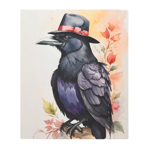Raven in Fedora Hat Metal Print