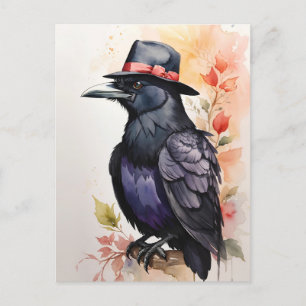 Raven in Fedora Hat Postcard