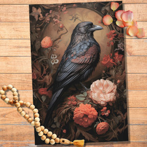 Raven in Flowers 2 Decoupage Paper