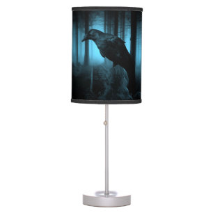 Raven in Forest Table Lamp