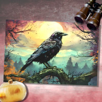 Raven in Spooky Landscape 1 Decoupage Paper