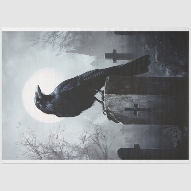 Raven in the Cemetery Gothic Decoupage Tissue Paper (Front)