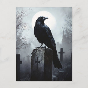 Raven in the Cemetery Gothic Postcard