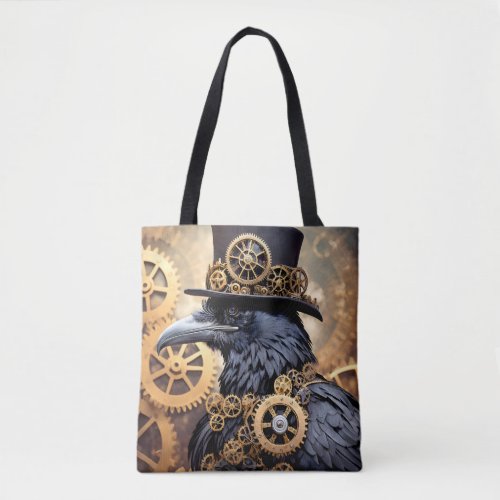 Raven in Top Hat Steampunk Art Tote Bag