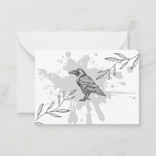 Raven Ink and Branches Note Card (Front)