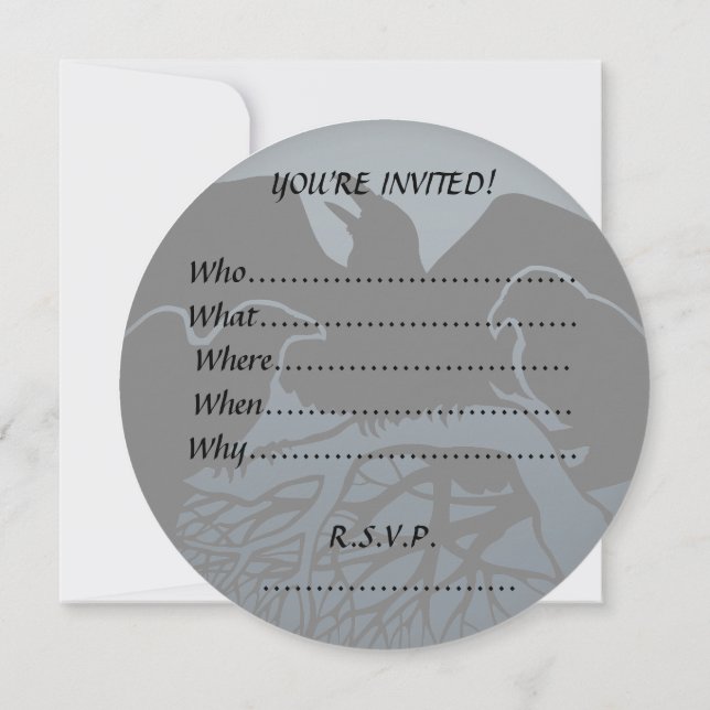Raven Invitations Personalized Native Art Card (Back)