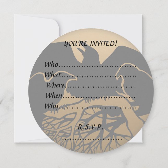 Raven Invitations Personalized Native Art Card (Back)