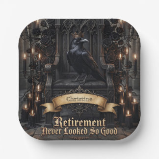 Raven King on Throne Retirement with Custom Name Paper Plates