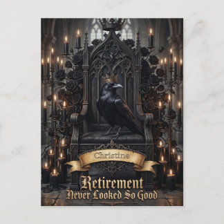 Raven King on Throne Retirement with Custom Name Postcard