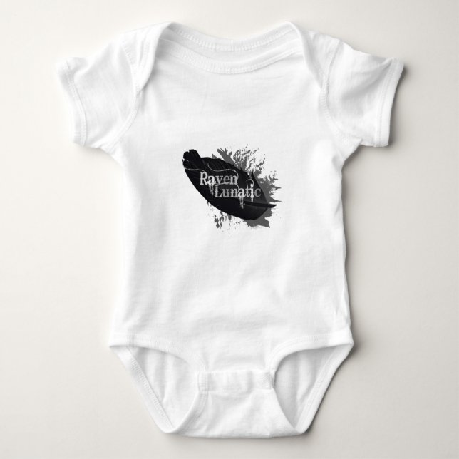 Raven Lunatic Fun Quote for Bird Lovers Feather Baby Bodysuit (Front)