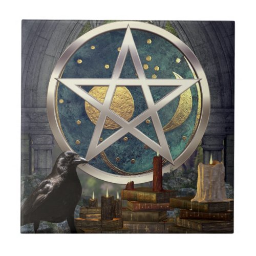 Raven Magick Celestial Disk Pentacle Ceramic Tile