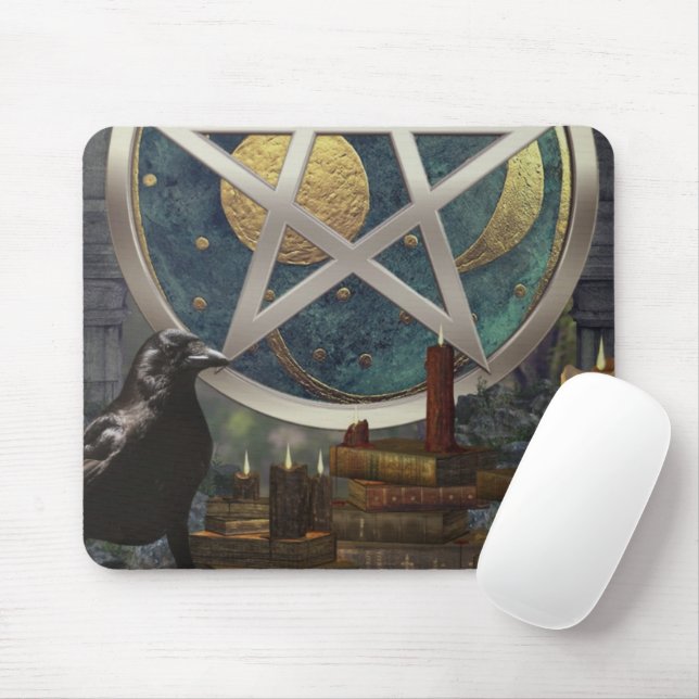 Raven Magick Celestial Disk Pentacle Mouse Pad (With Mouse)
