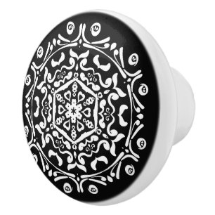 Raven Mandala Ceramic Knob