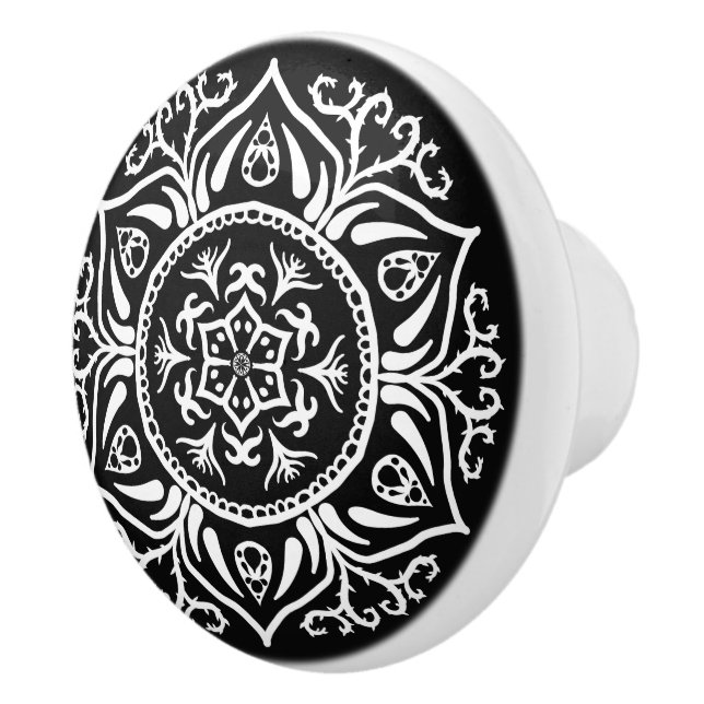 Raven Mandala Ceramic Knob (Right)