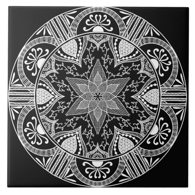 Raven Mandala Ceramic Tile (Front)