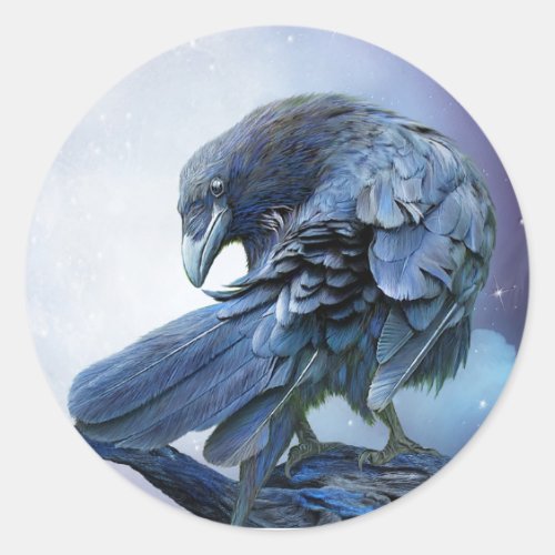 Raven Moon Art Sticker