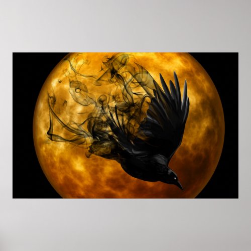 Raven moon fantasy poster