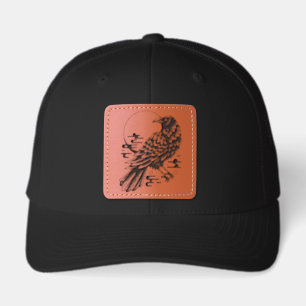Raven Moon Leather Patch Trucker Hat - Gothic
