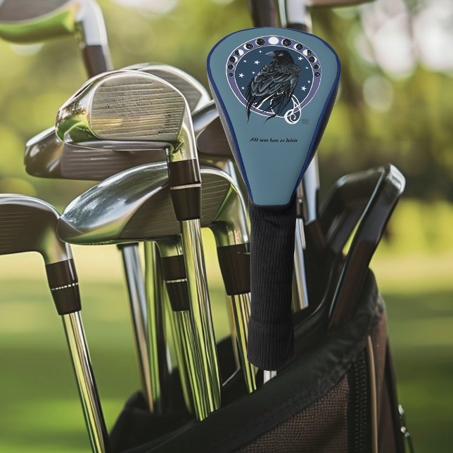 Raven Moon Phases Stars Blue Golf Head Cover (Creator Uploaded)
