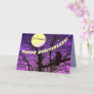 Raven, Moon, Sun, Stars, Anniversary Card