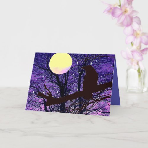 Raven Moon Sun Stars Halloween Blank Card