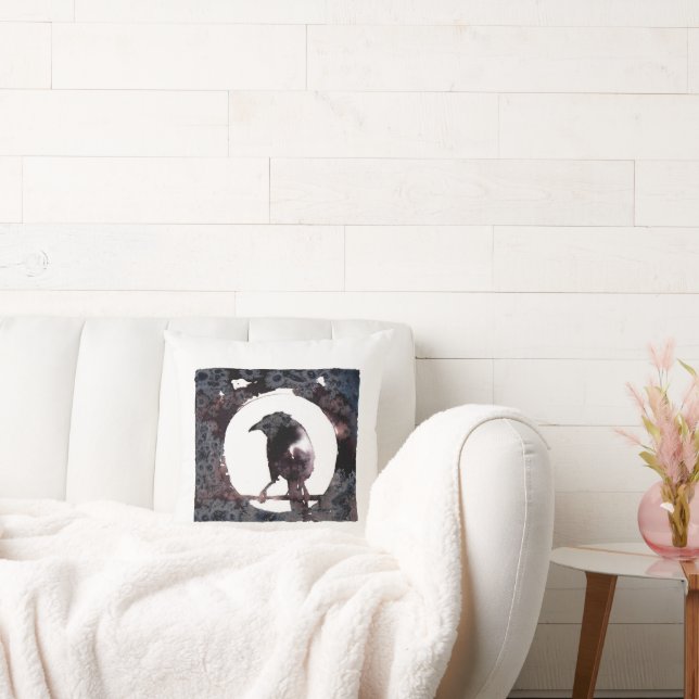 Raven Moon Throw Pillow (Couch)