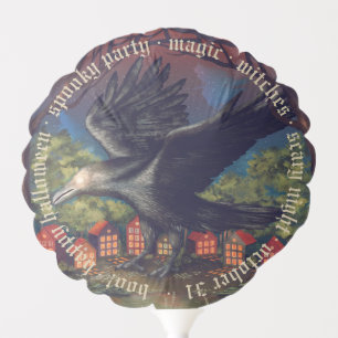Raven Moonlight Witches Halloween Night Balloon