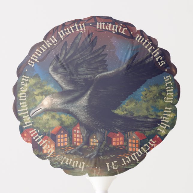 Raven Moonlight Witches Halloween Night Balloon (Front)