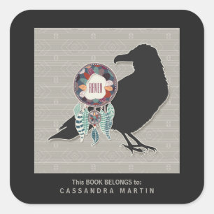 Raven Native American Animal Spirit Book Square Sticker