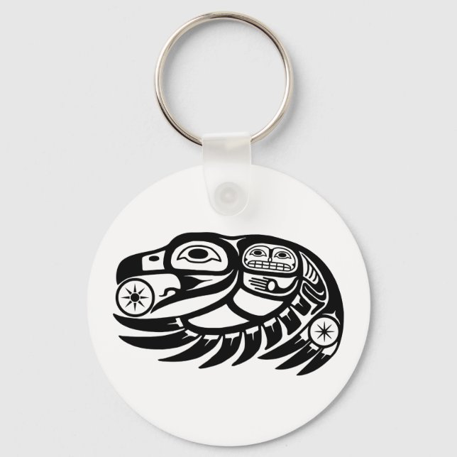 Raven Native American Design Keychain (Front)