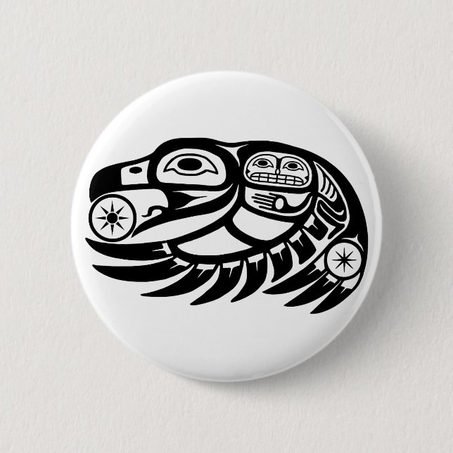 Raven Native American Design Pinback Button (Front)