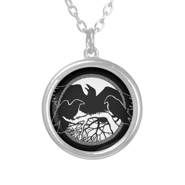 Raven Necklace Native Art Raven Bird Jewelry (Front)