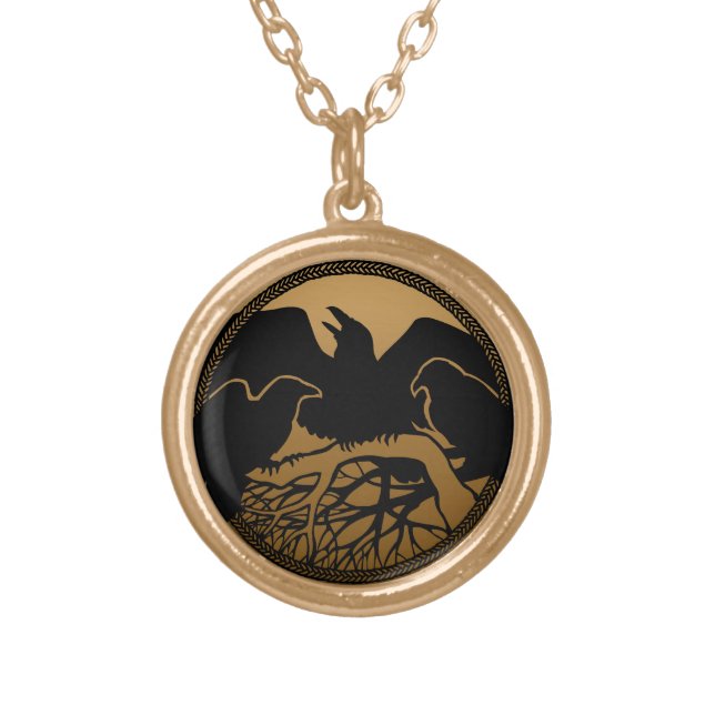 Raven Necklace Native Art Raven Bird Jewelry (Front)