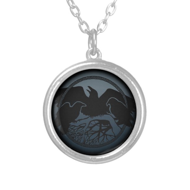 Raven Necklace Native Art Raven Bird Jewelry (Front)