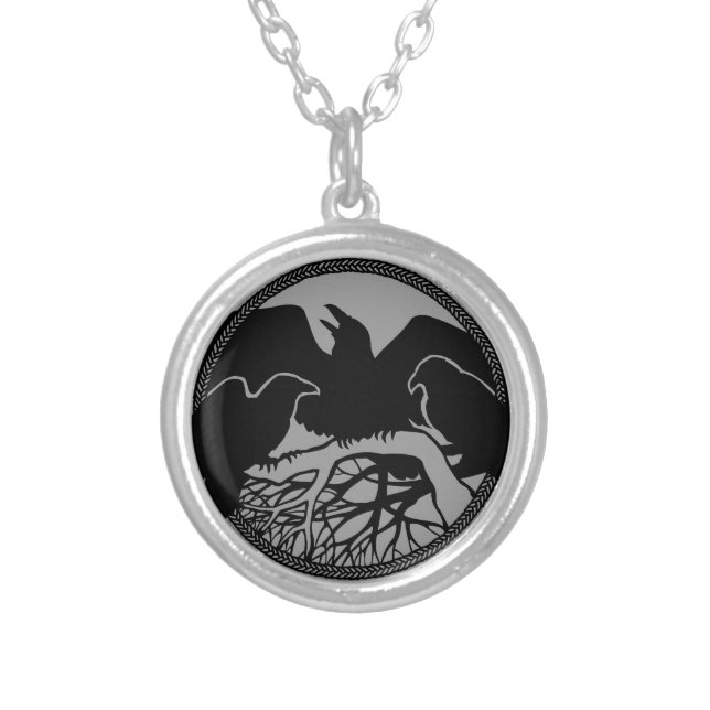 Raven Necklace Native Art Raven Bird Jewelry (Front)