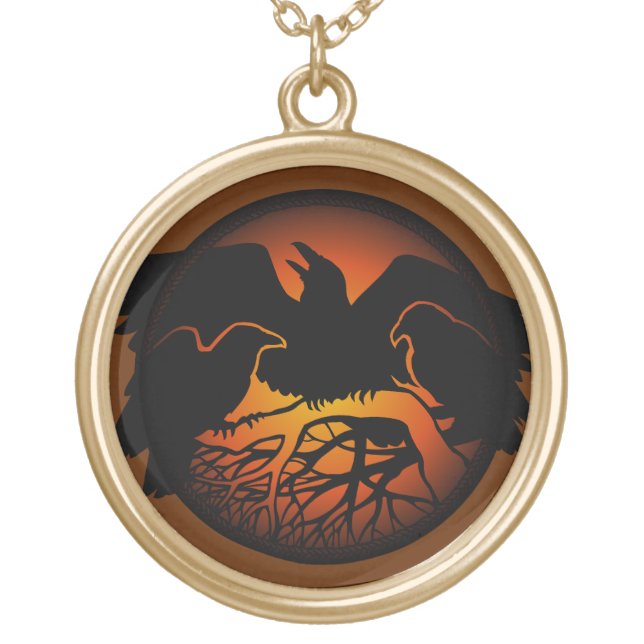Raven Necklace Raven Gift Raven & Crow Art Jewelry (Front)