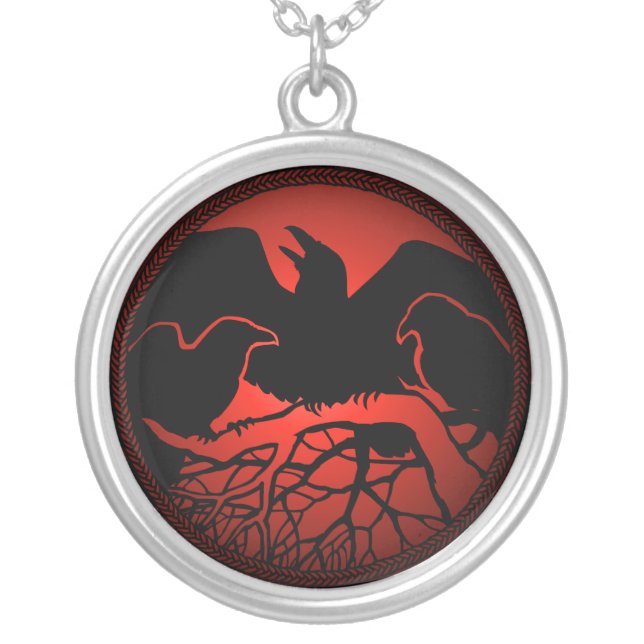 Raven Necklace Raven Gift Raven & Crow Art Jewelry (Front)