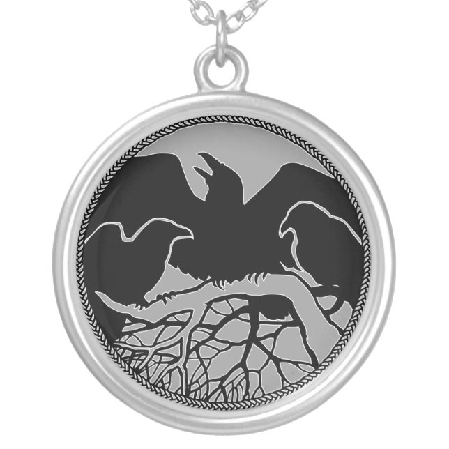 Raven Necklace Raven Gift Raven & Crow Art Jewelry (Front)