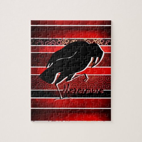 Raven Nevermore Gothic Black and Red  Jigsaw Puzzle