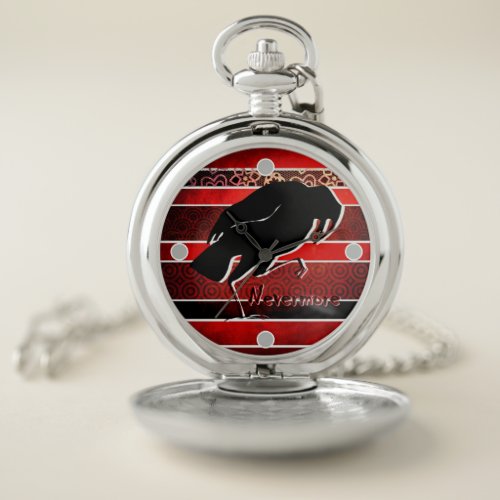 Raven Nevermore Gothic Black and Red Pocket Watch