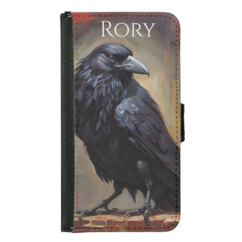 Raven Nevermore Gothic Personalized Name Samsung Galaxy S5 Wallet Case