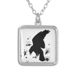 Raven Nevermore Silver Plated Necklace