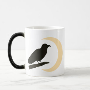 Raven on a branch watching the moon color morph mug
