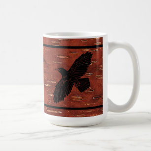 Raven On On Inner Birch Bark Coffee Mug