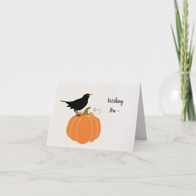 RAVEN ON PUMPKIN HALLOWEEN/FALL CARD (Front)